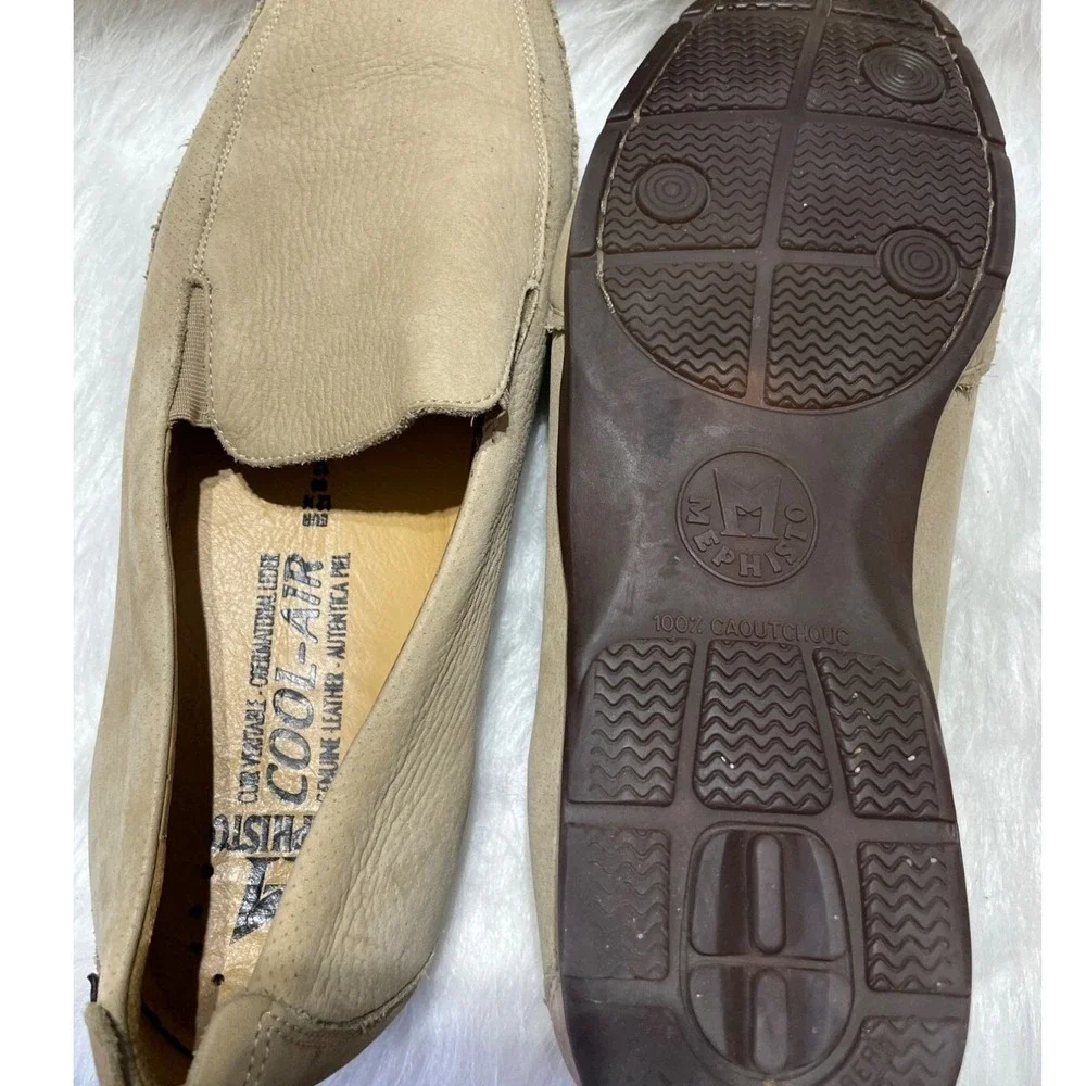 Mephisto Cool-Air Mens Beige Pebbled Leather Moc‎ Toe Loafers Shoes US 13